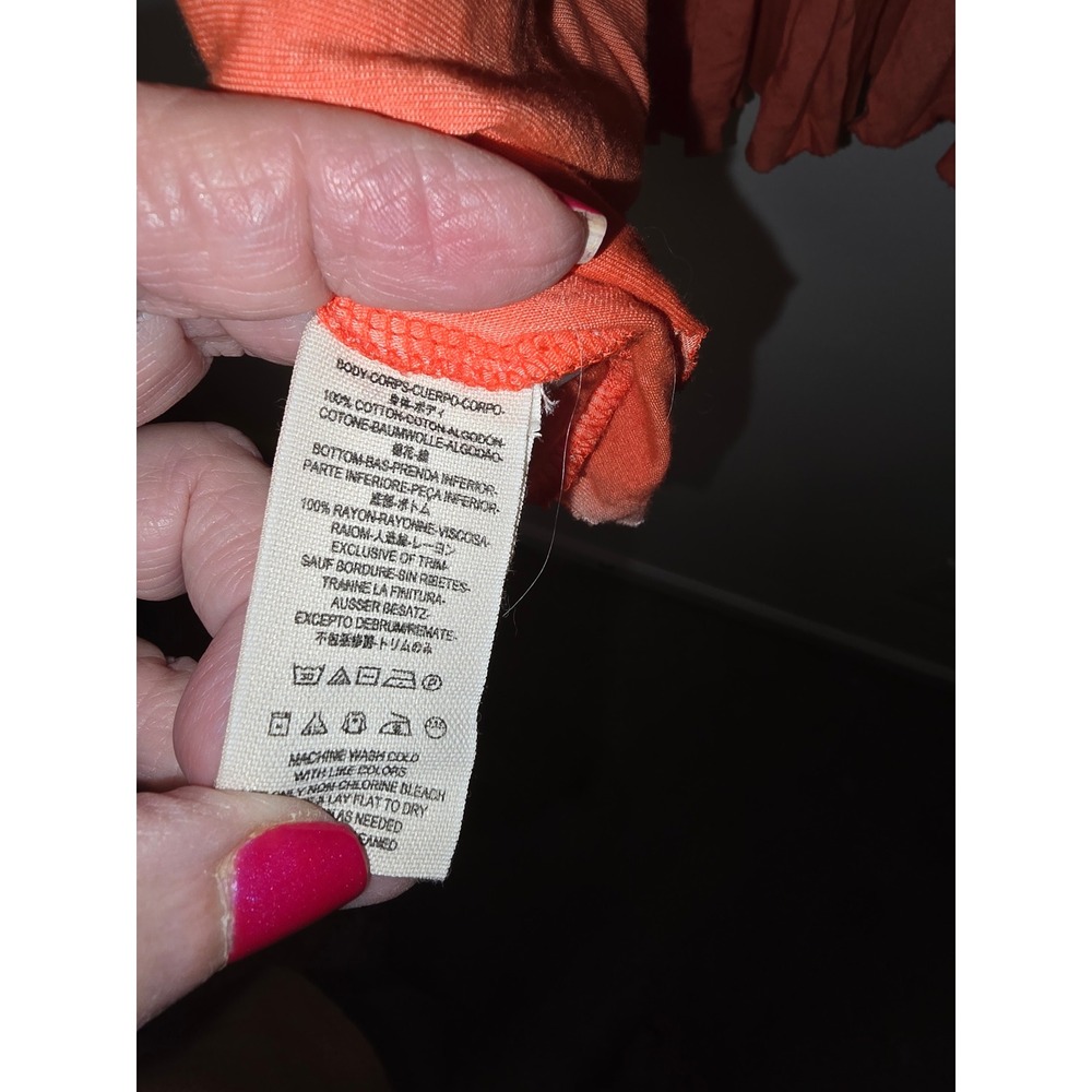 Free People Coral Orange Pointelle Knit Peplum Tank Top Star Pattern Small - Picture 6 of 6